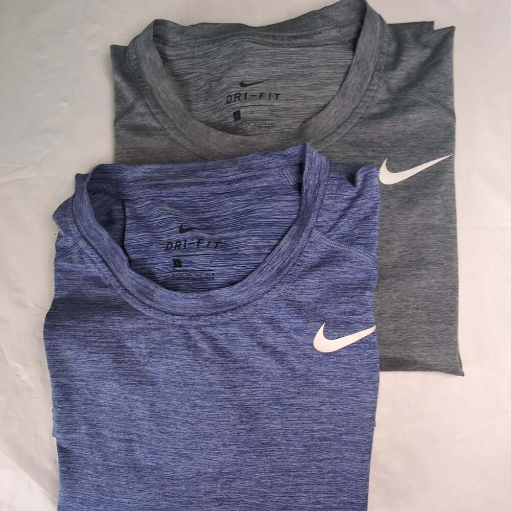 2 Pack Nike Dri-FIT Legend Long Sleeve Training Shirts Grey and Blue Large